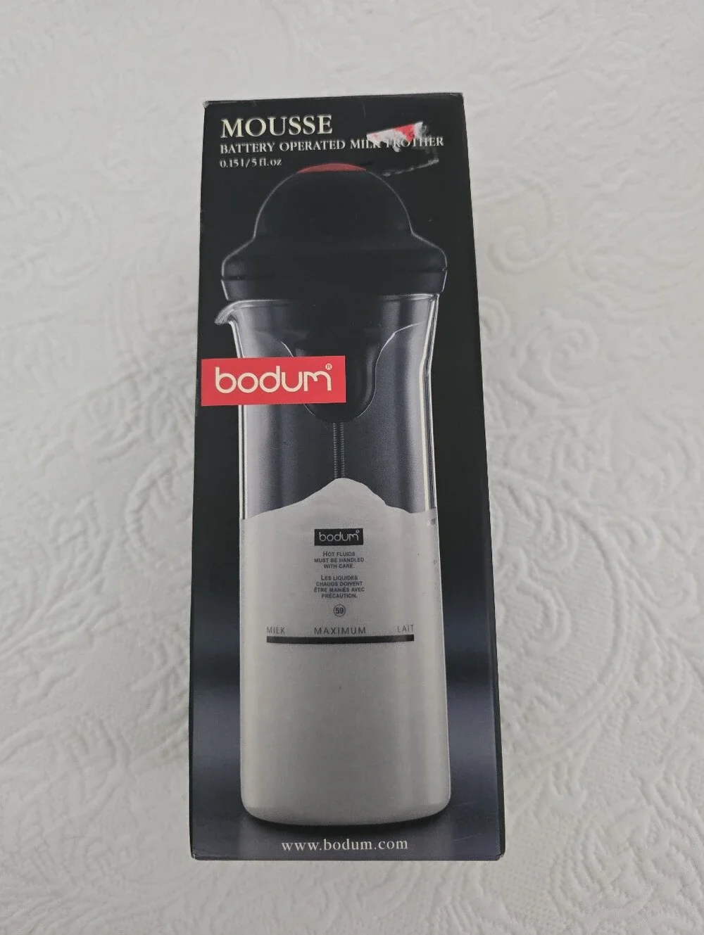 Bodum Milk Frother Battery Operated - 10661 Glass Jar, New in Box